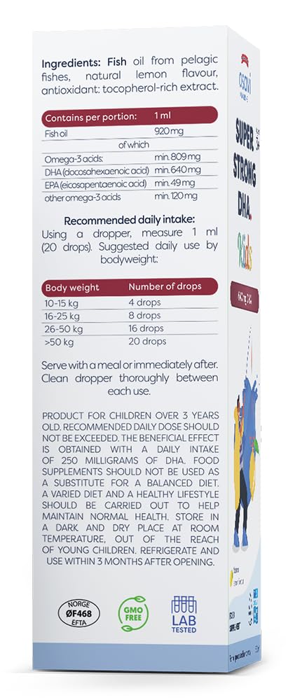 Osavi Super Strong DHA Kids, 640mg DHA (Lemon) - 50 ml.