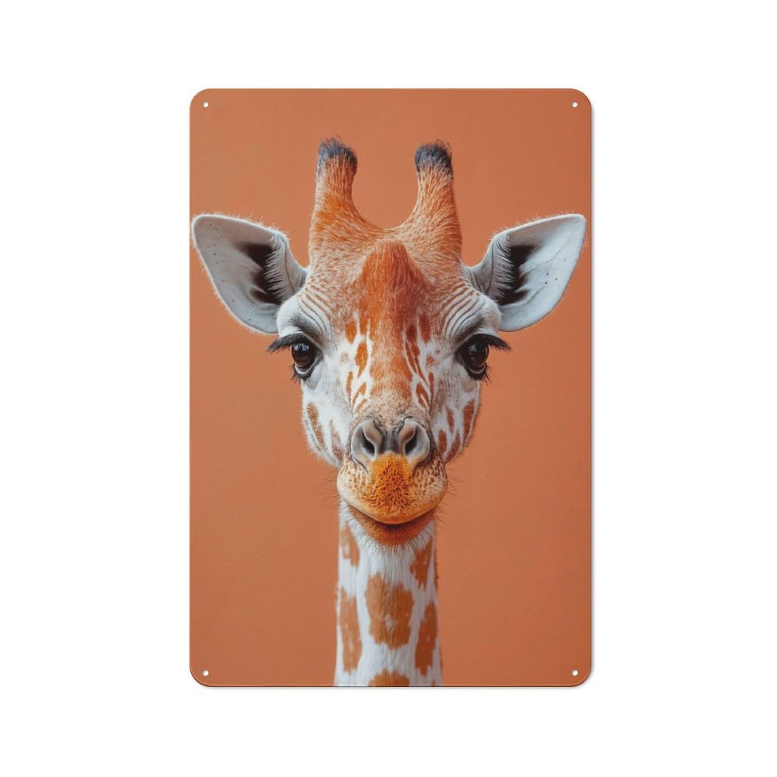 Junmoney Style-17 Giraffe Portrait On Orange Background Metal Gift Sign 30X20cm, Vintage Home Wall Decor For Home, Shop, Pub Or Studio Wall