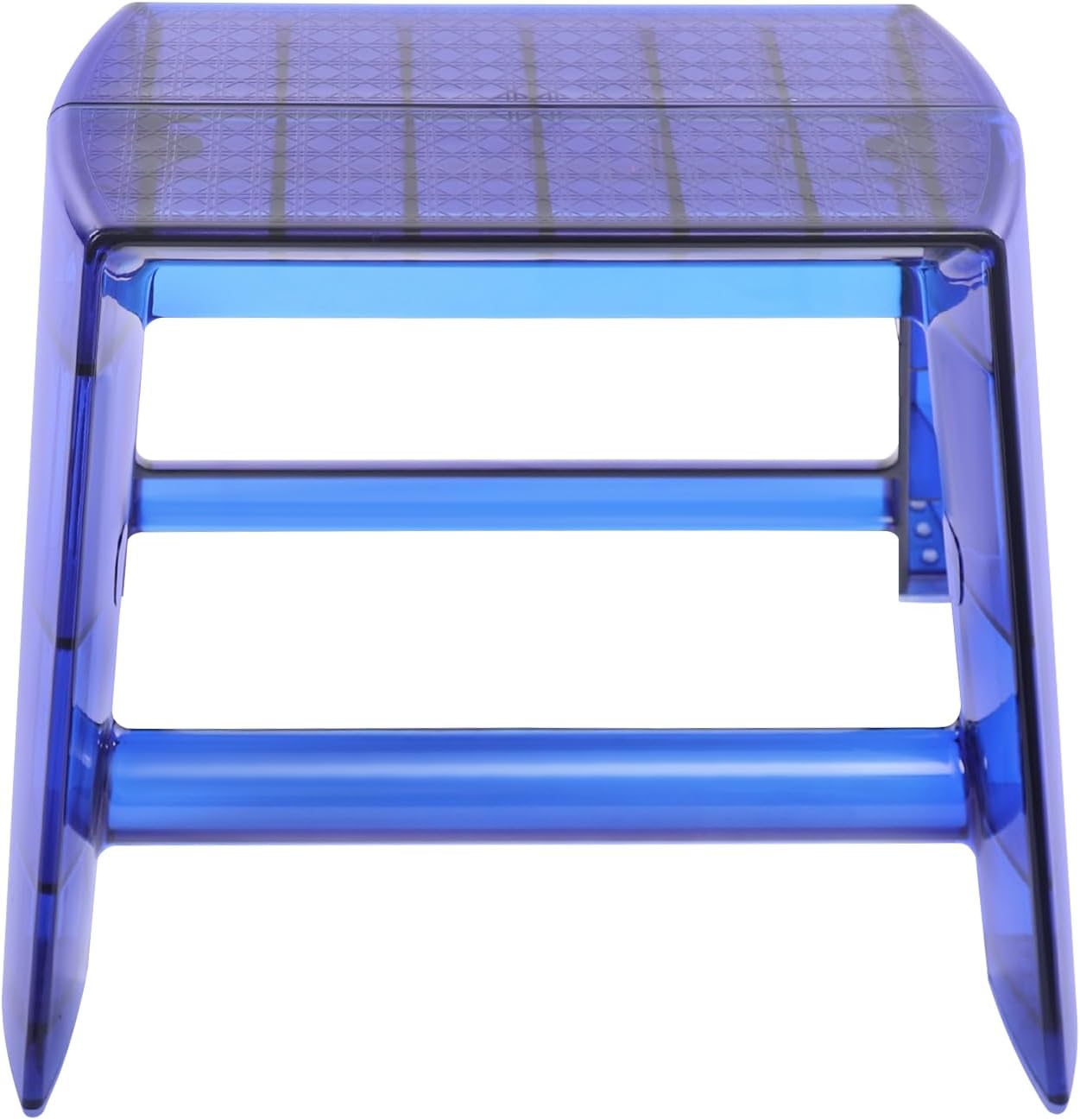 2 Step Clear Folding Step Ladder, Photography Stool, Protable Transparent Step Stool for Decorative Library, Modern Foot Stool (Blue)