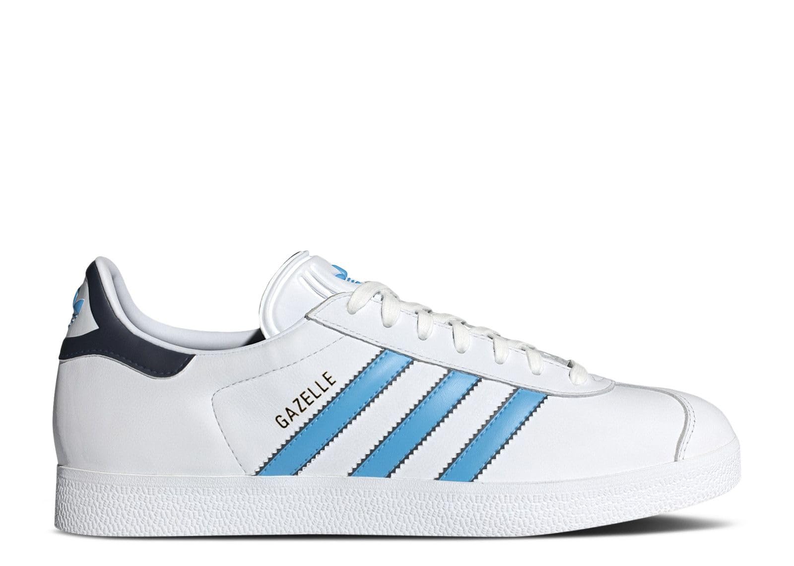 adidas Men's Gazelle Sneaker, Cloud White/Semi Blue Burst/Night Indigo, Size 6