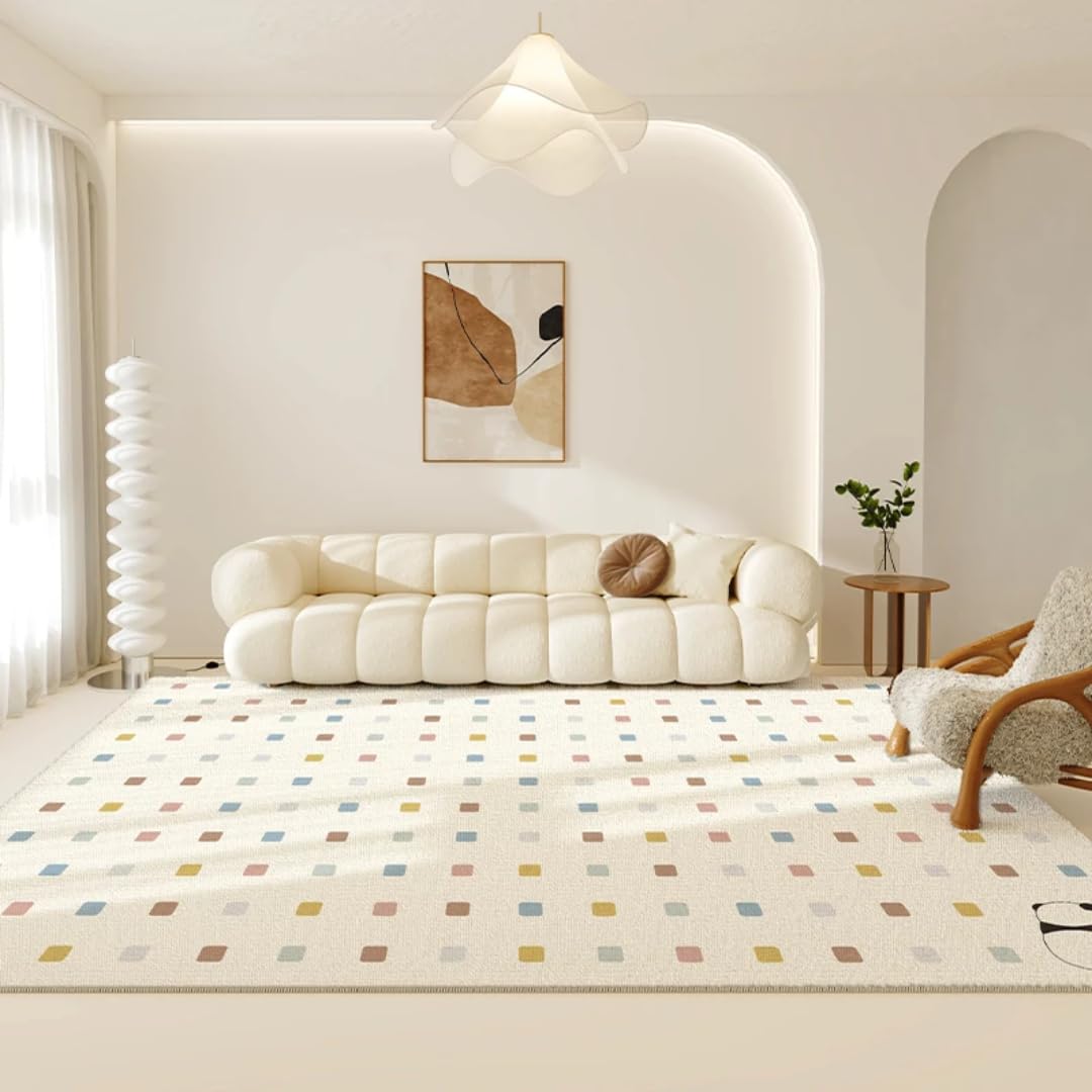 Tapis de salon moelleux et doux grand format tapis épais style crème