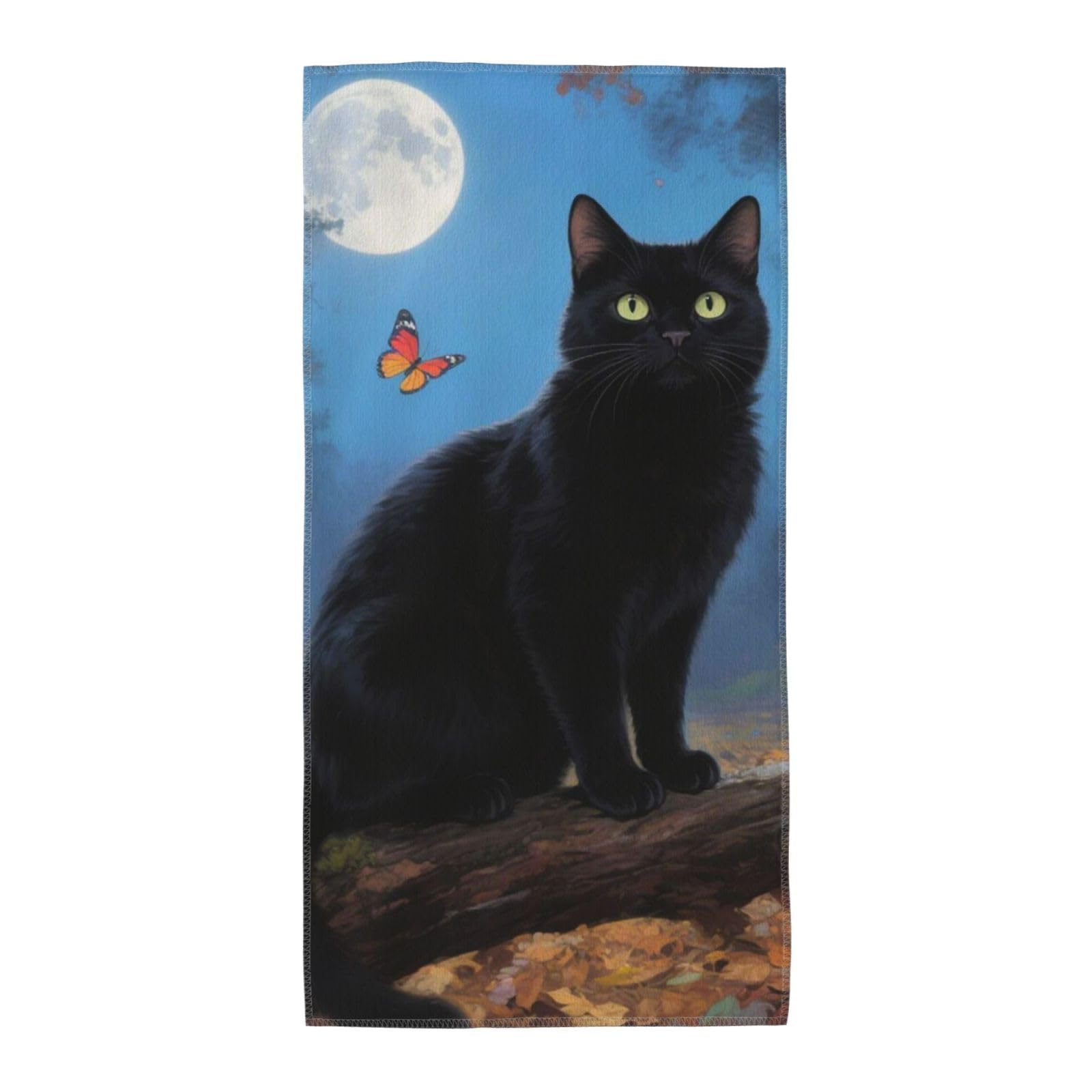 FekiLoot Absorbent Hand Towels 13.8"X27.5" Decorative Bathroom Towel Soft Microfiber Face Towel Cat Tapestry Moon Butterfly Dish Kitchen Towels for Bathroom Kitchen Hotel Spa Bath Towels