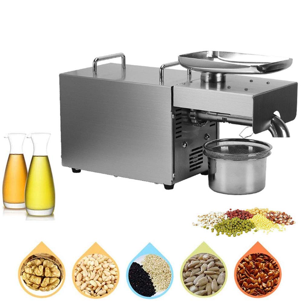 Aserzenith 1 Commercial Oil Press Machine Cold/Hot Nut Oil Extractor 304 Stainless Steel Automatic Seed Oil Press Expeller For Corn/Coconut/Peanut/Sunflower Seeds
