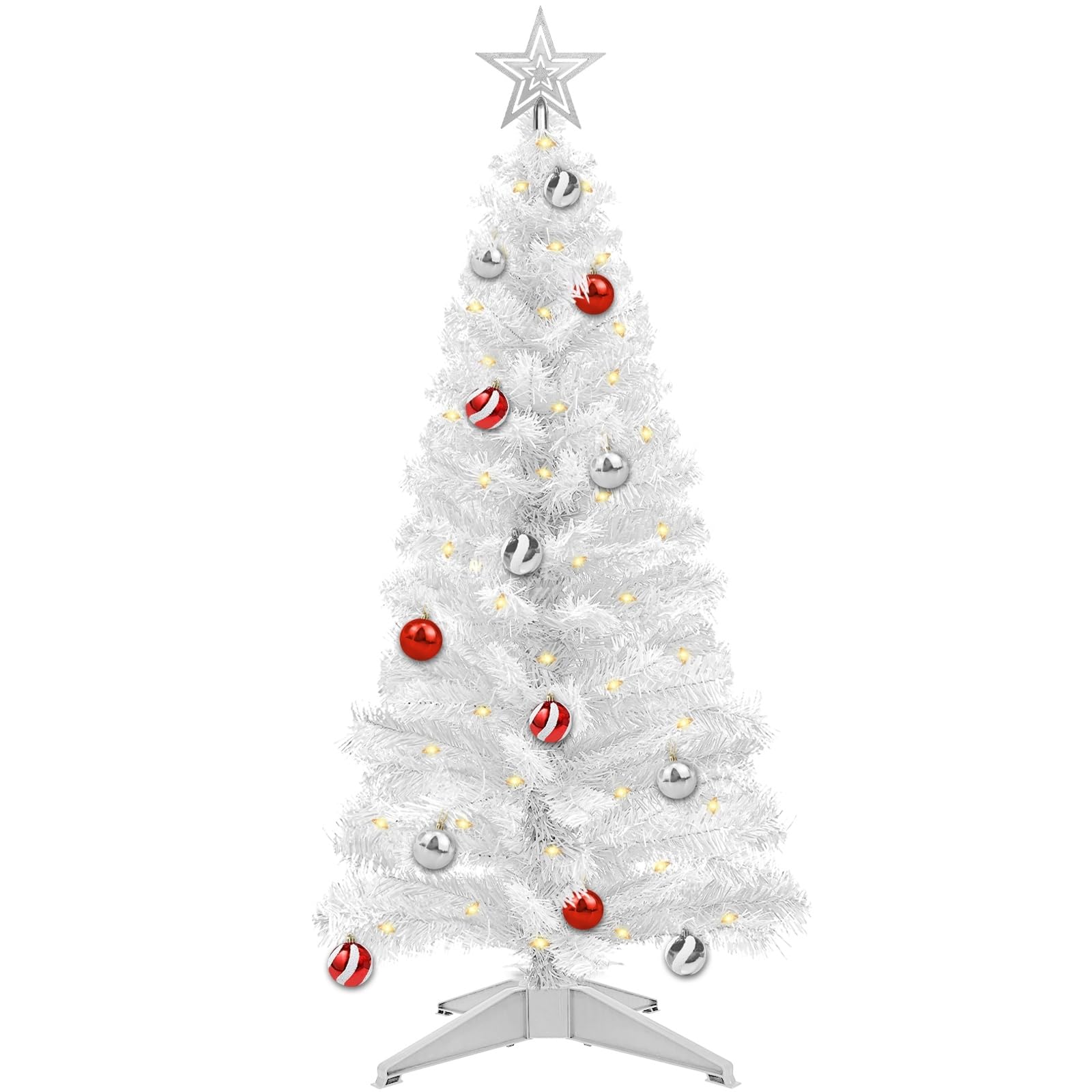 Amazon.com: 4 Ft Lighted Mini Artificial White Christmas Tree with