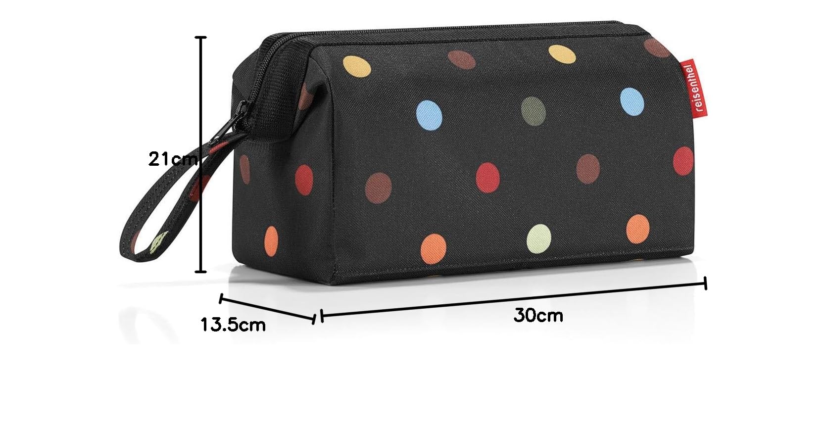 reisenthel travelcosmetic dots - trousse de toilette, volume 4l, armature métale intégrée, dragonne, poche intérieure zippée, 3 élastiques de maintien à la paroi intérieure - 5