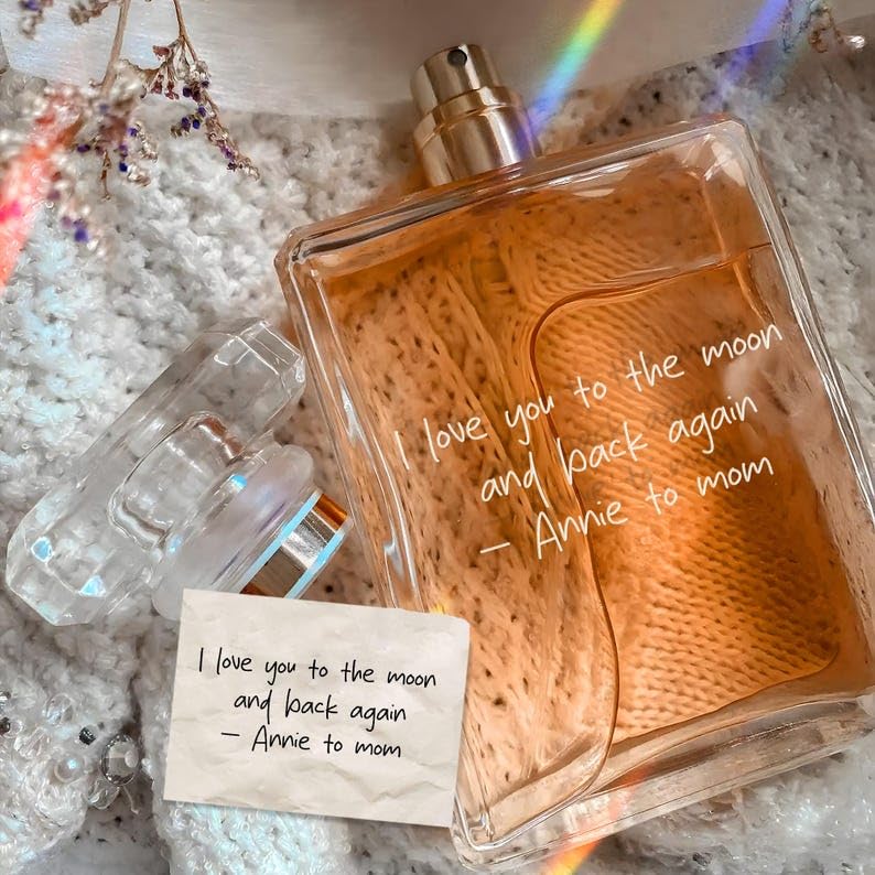 Personalized Handwriting Perfume Bottle – Custom Mother’s Day Gift for Mom, Mother of the Bride - 3.4oz Glass Refillable Spray Bottle, Actual Handwriting Gifts
