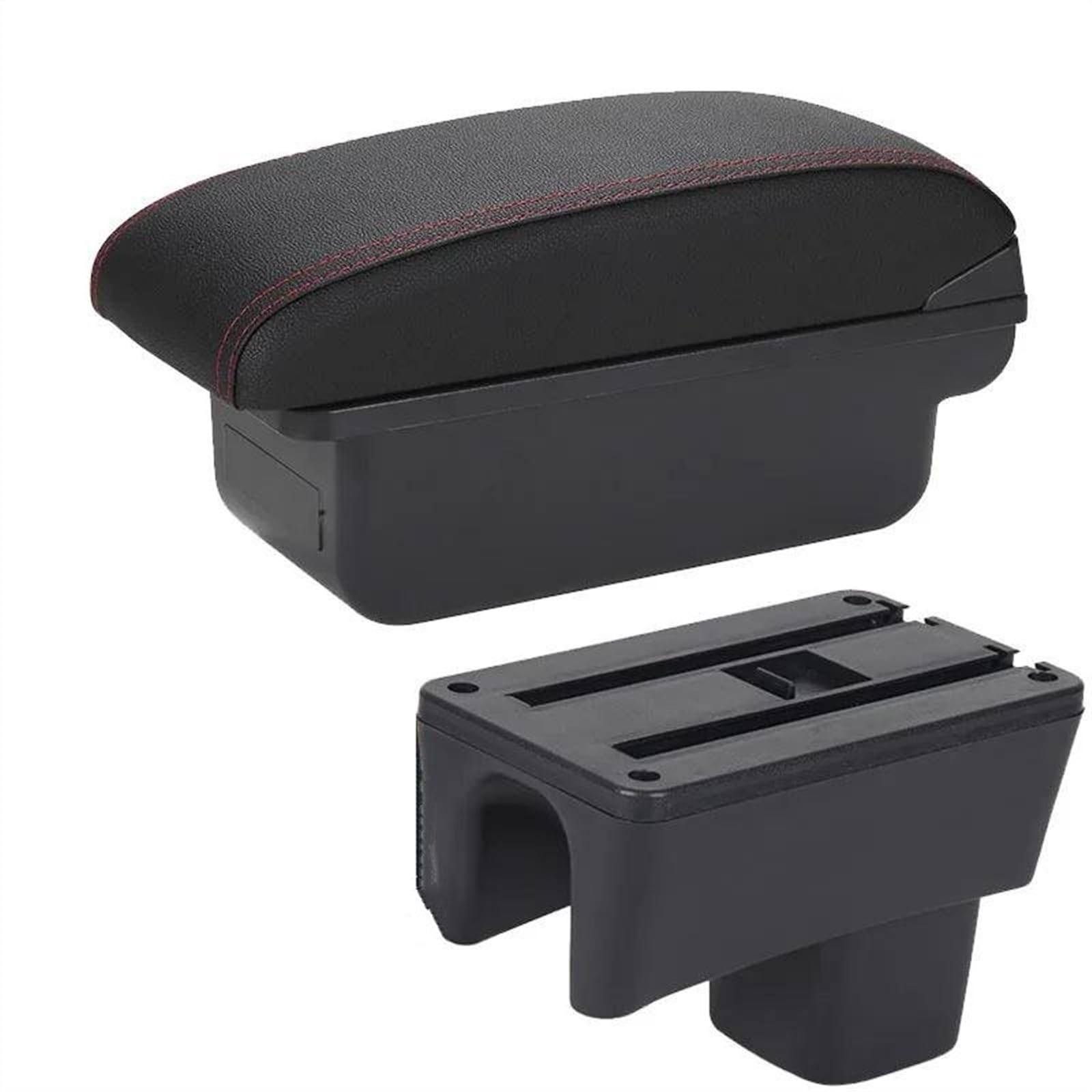 NOHEEU Car Center Console Storage Box Multifunctional Armrest Interior Accessories For Swift 2005-2023(C1 Black red NO USB)