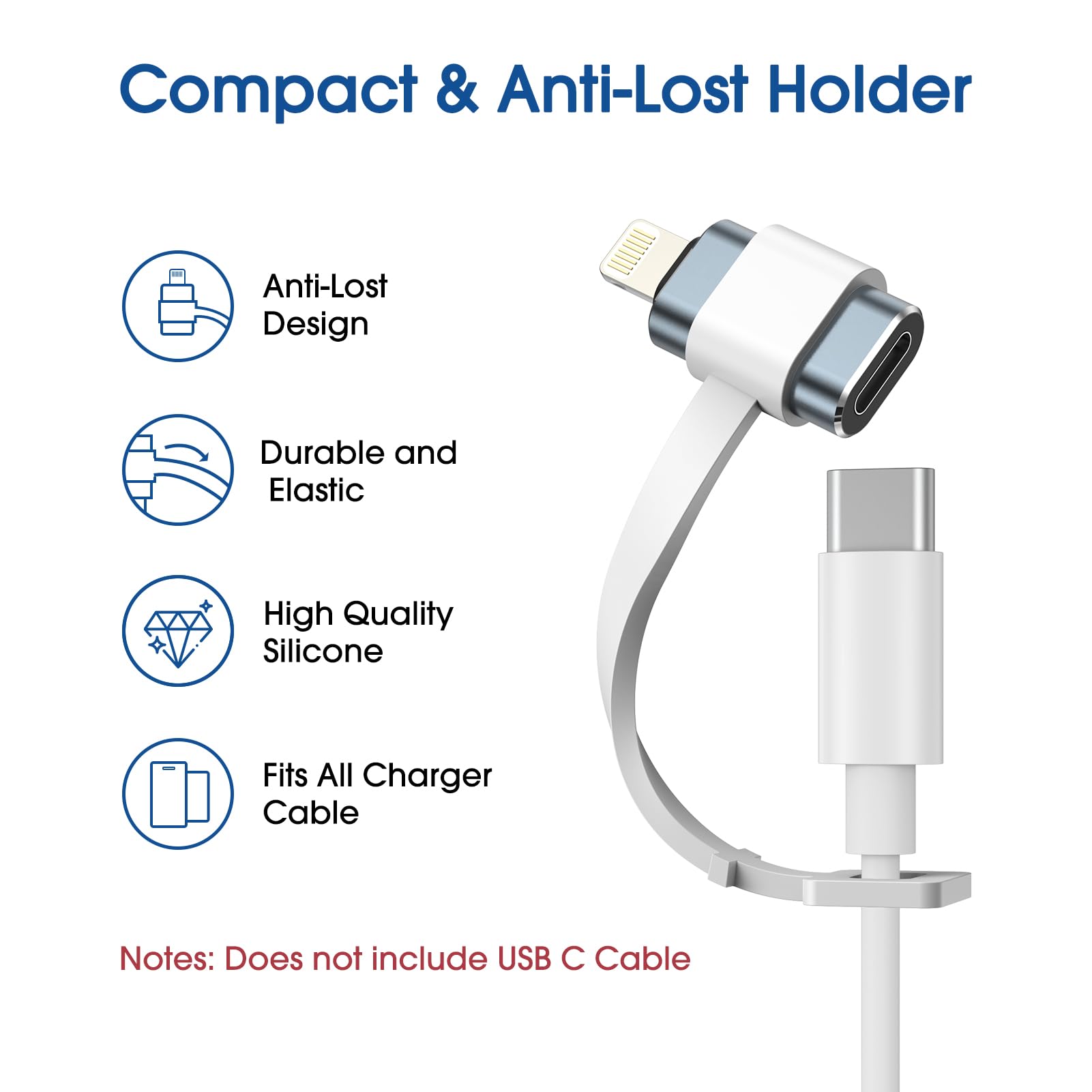 TechMatte Adapter USB C do Lightning, szybkie ładowanie 27 W, kompatybilny z iPhone 14/13/12/11 Pro Max Mini/X/XR/XS/SE/8/7/6/iPad/iPod/AirPods, obsługuje transmisję danych, z linką zapobiegającą