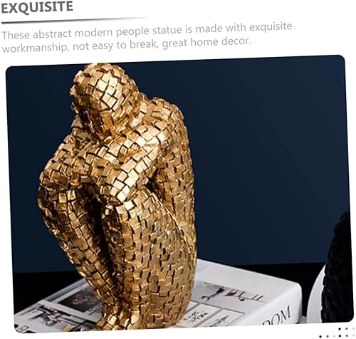 Miniatura 5 de ARTIBETTER Figura escultura decoración de mesa dorada Decoración de oficina Estante dorado Escultura abstracta Estatuilla de arte abstracto