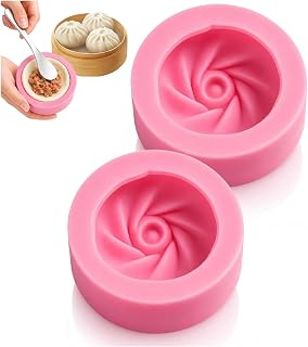 Dumpling Silicone Mold - Food‑Grade Silicone Baozi Molding Press, Handmade Pastry Press for Standard Baozi Pizza-Style Buns Chicken Soup Buns, Chinese Cooking Tools (2pcs Pink, 4.7cm)