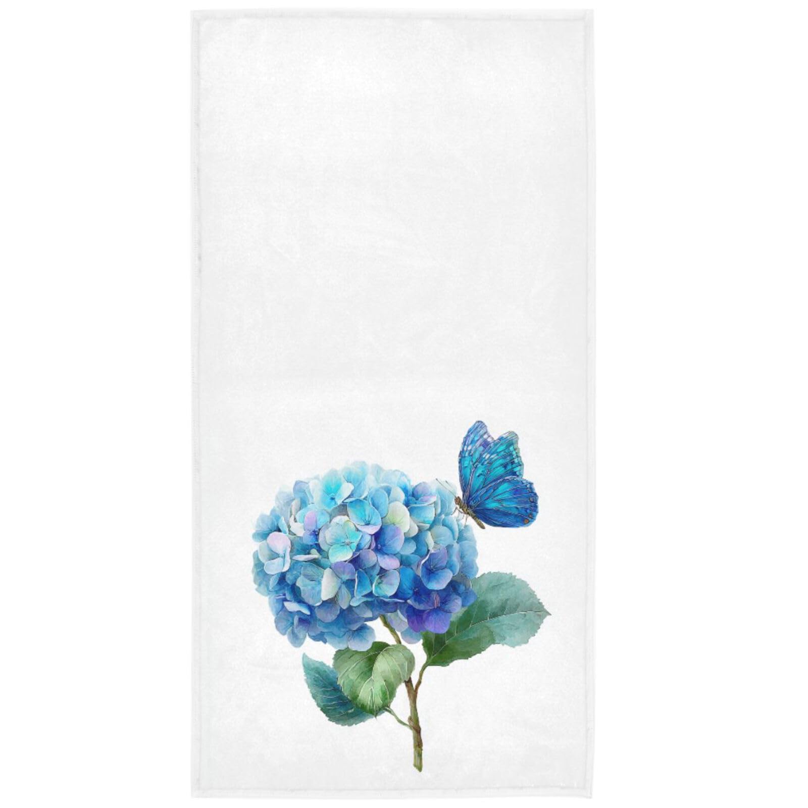 Pfrewn Blue Hydrangea Butterfly Hand Towels 16x30 in Spring Summer Watercolor Floral Purple Flower Bathroom Towel Small Bath Towel Kitchen Dish Guest