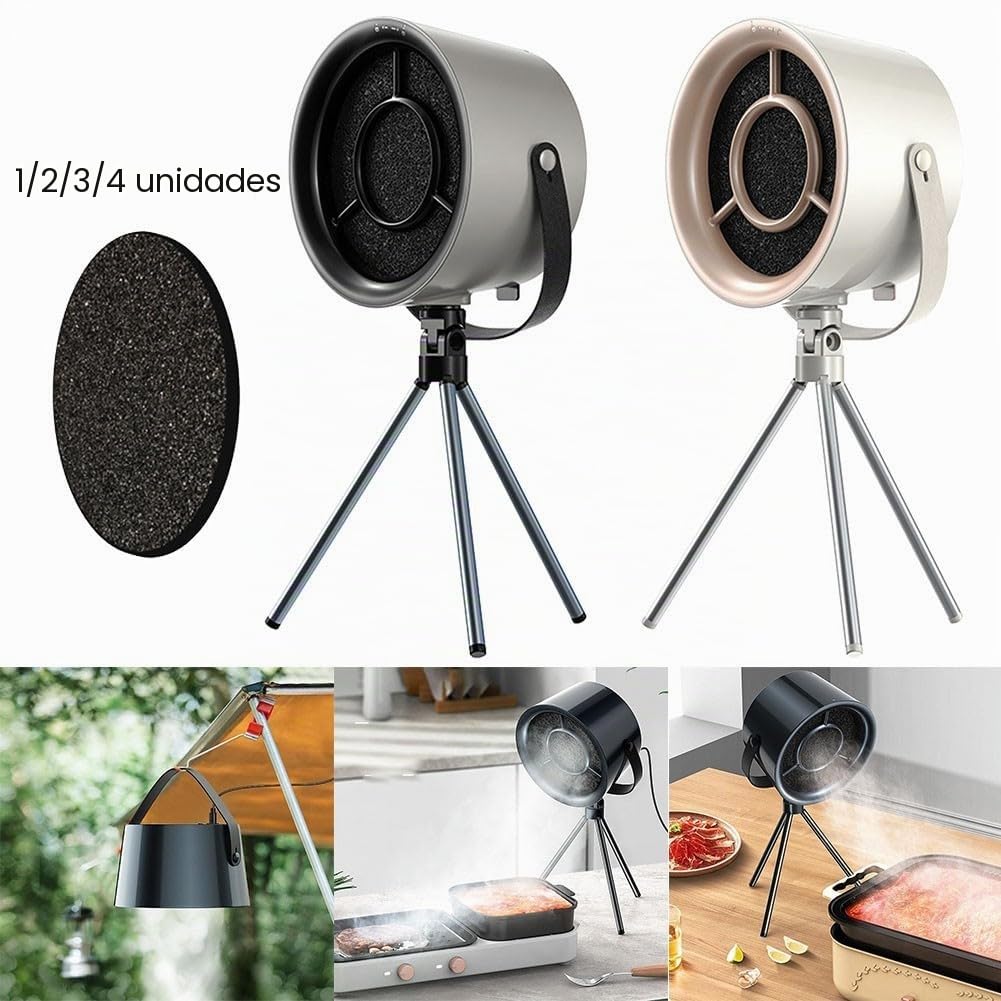 Campana extractora portátil para el hogar, campana extractora de 3 velocidades con filtros reemplazables para fondue de cocina, barbacoa (negro gris+3 pantallas de filtro)