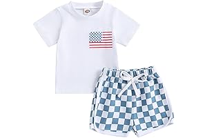 USA Toddler Boy's Set, Patriotic Tractor Happy 4th of July T-Shirt Tops Shorts