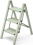 HillhutApex 3 Step Stool,Foldable Step Ladder with Anti-Slip Wide Pedal(Gray)