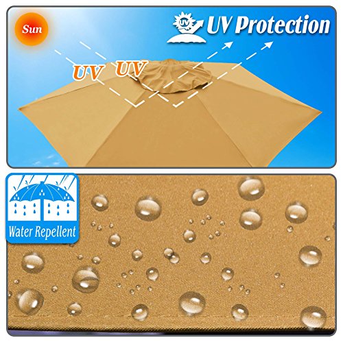 Strong Camel Replacement Umbrella Canopy Cover For 6.5Ft 6 Ribs Patio Market Umbrella (Canopy Only) (Tan) #TOP2