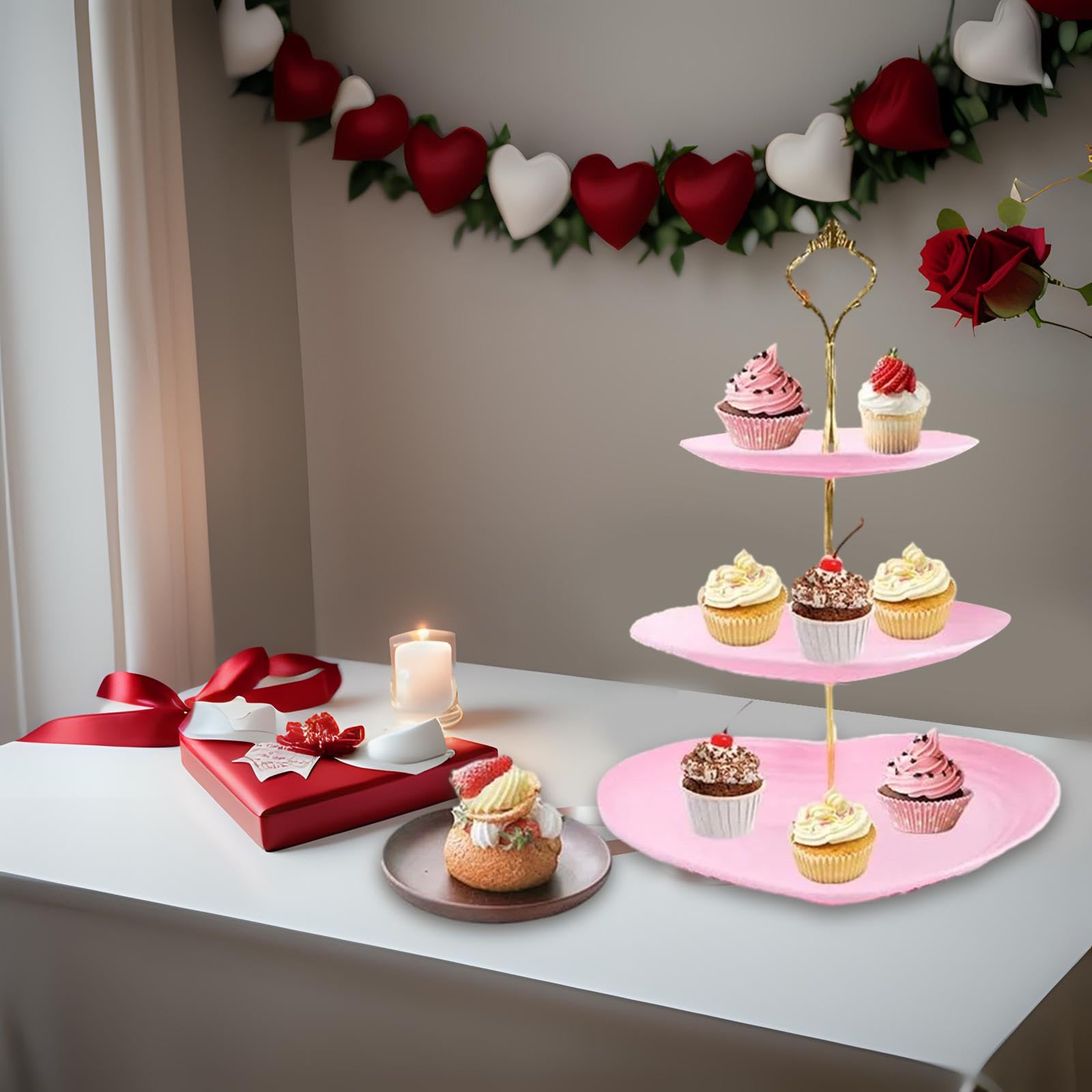 Amazon｜Generic 3段カップケーキスタンド、デザートスタンド、ハート