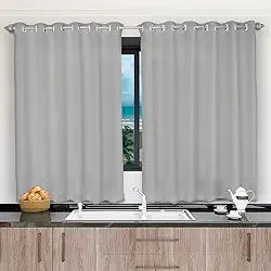 Cortina Para Janela De Cozinha 2,00x1,20 Tecido Liso Cinza