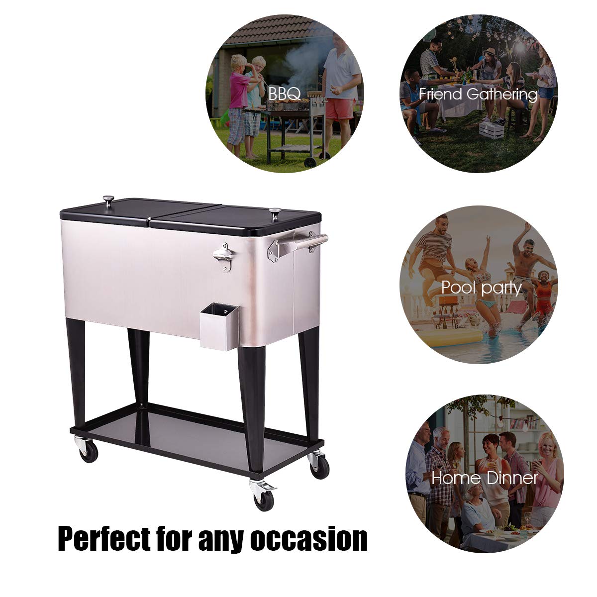 Buy Giantex 80 Quart Patio Cooler Rolling Cooler Ice Chest with Shelf