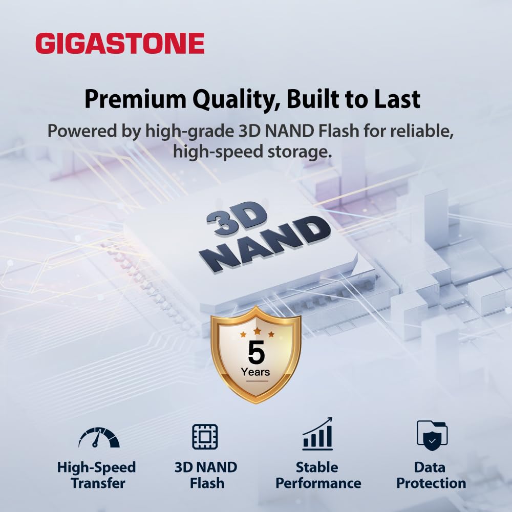 Gigastone SSD esterno 1TB, USB-A+C, fino a 500MB/s. Portatile per backup, compatibile con PS5, iPhone 16, MacBook, iPad, Xbox e Playstation. Supporta 4K 60fps ProRes, USB 3.2 Gen2