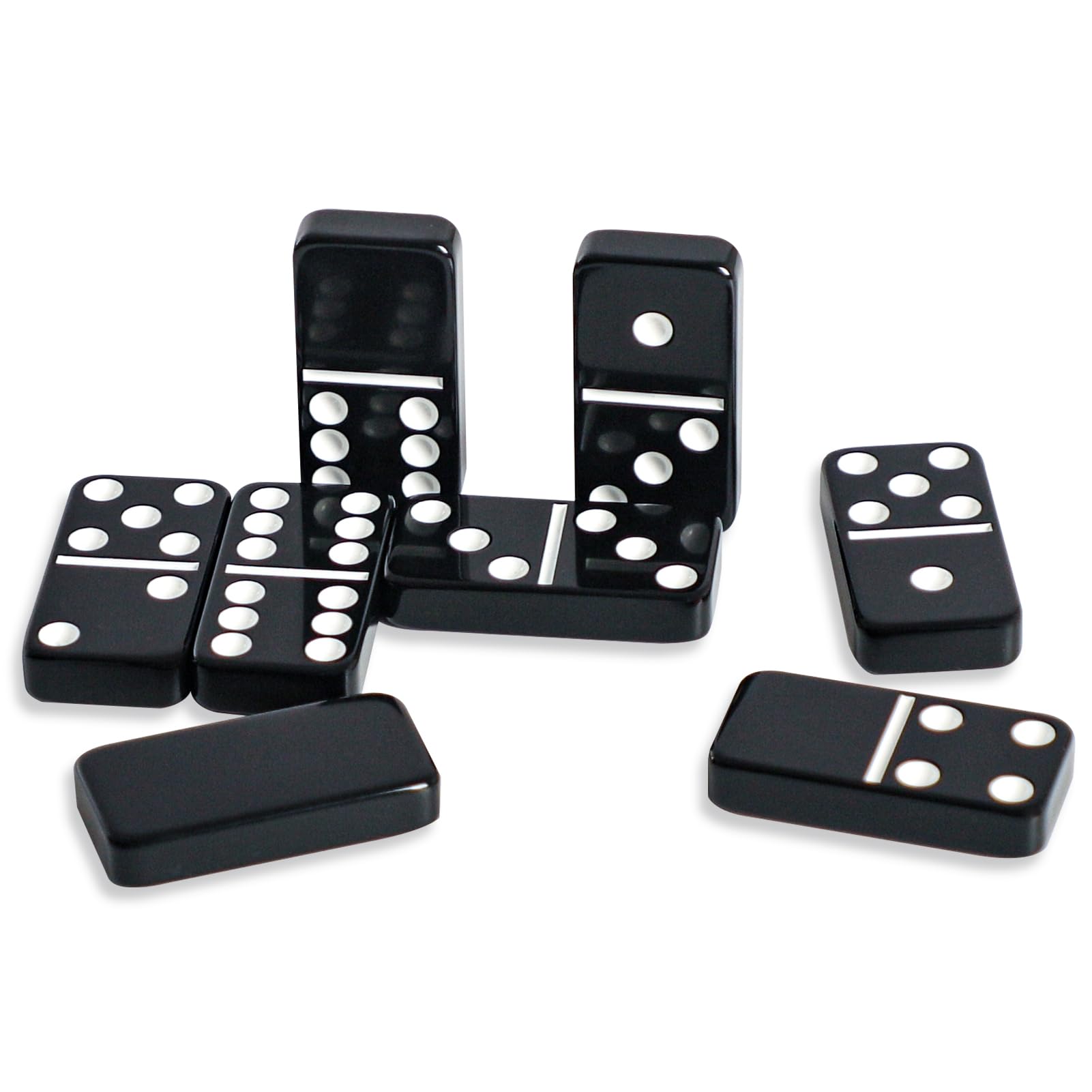 Zestaw domino dla dorosłych, podwójne sześć domino i gry w płytki, zestaw domino z 28 dużymi płytkami i przenośną torbą, do klasycznej gry planszowej rodzinnej/podróżnej (2–4 graczy)