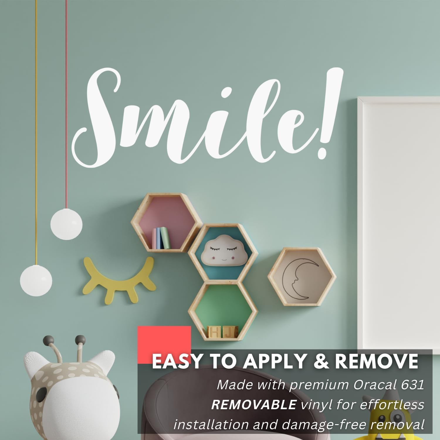 My Vinyl Story - Smile Wall Decal - Inspirational Sticker Quote, Positivity Vinyl Word Art Decor for Home Office, Classroom, Bedroom, Affirmation - Removable (Black, 46x17 inches)