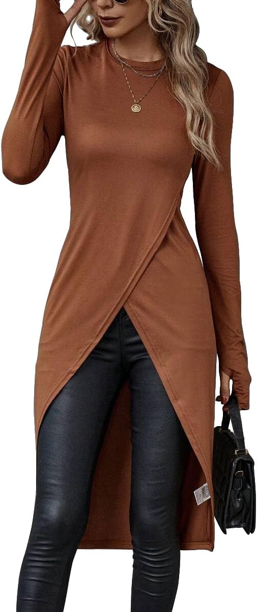 SKAYS High Low Tops for Women, Asymmetrical Tops for Women Long Sleeve, Asymmetrical Hem T Shirts for Women