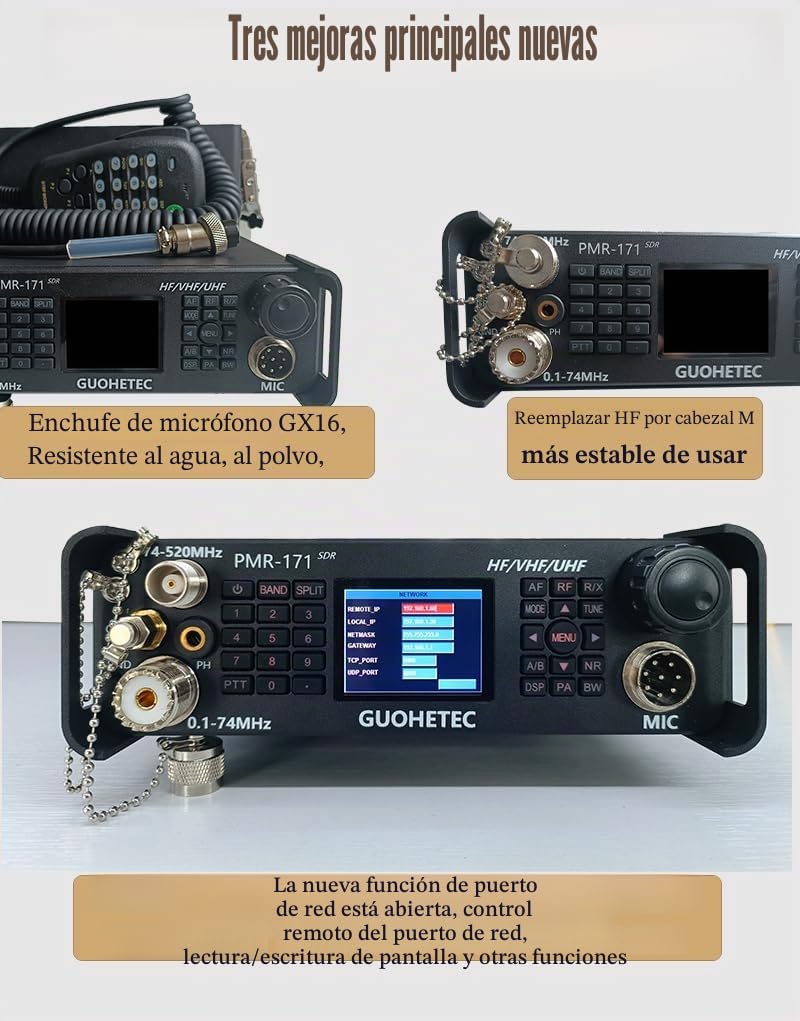 GUOHETEC PMR-171 - Radio SDR CB para todas las bandas Pmr171 100KHz-2GHz 20W (antena Fullset)