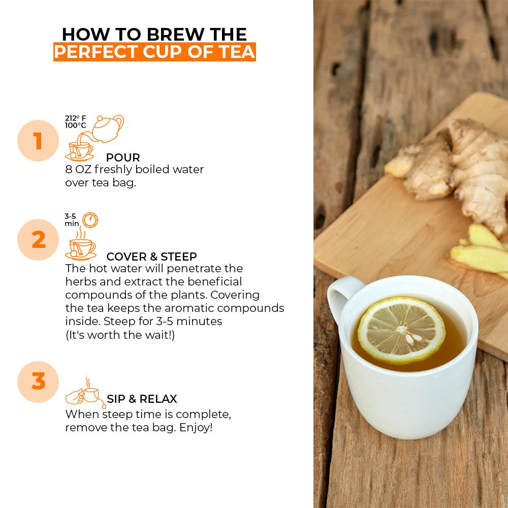 Amazon.com : Angel Brand Ginger Tea Bags 25 – Ginger Root Tea for
