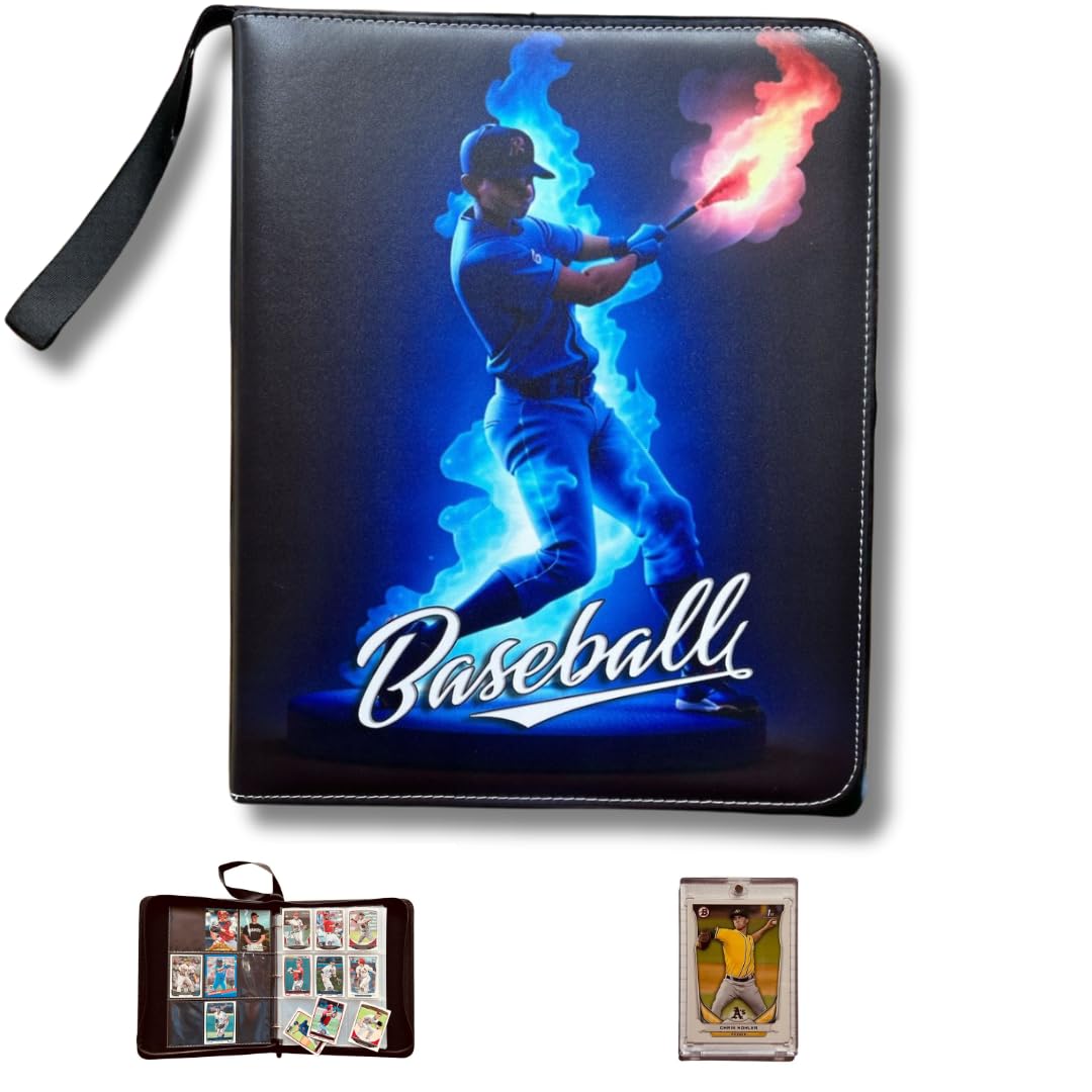 One Piece Sports Card Binder - Baseball Card Book with Holder, Leather Album