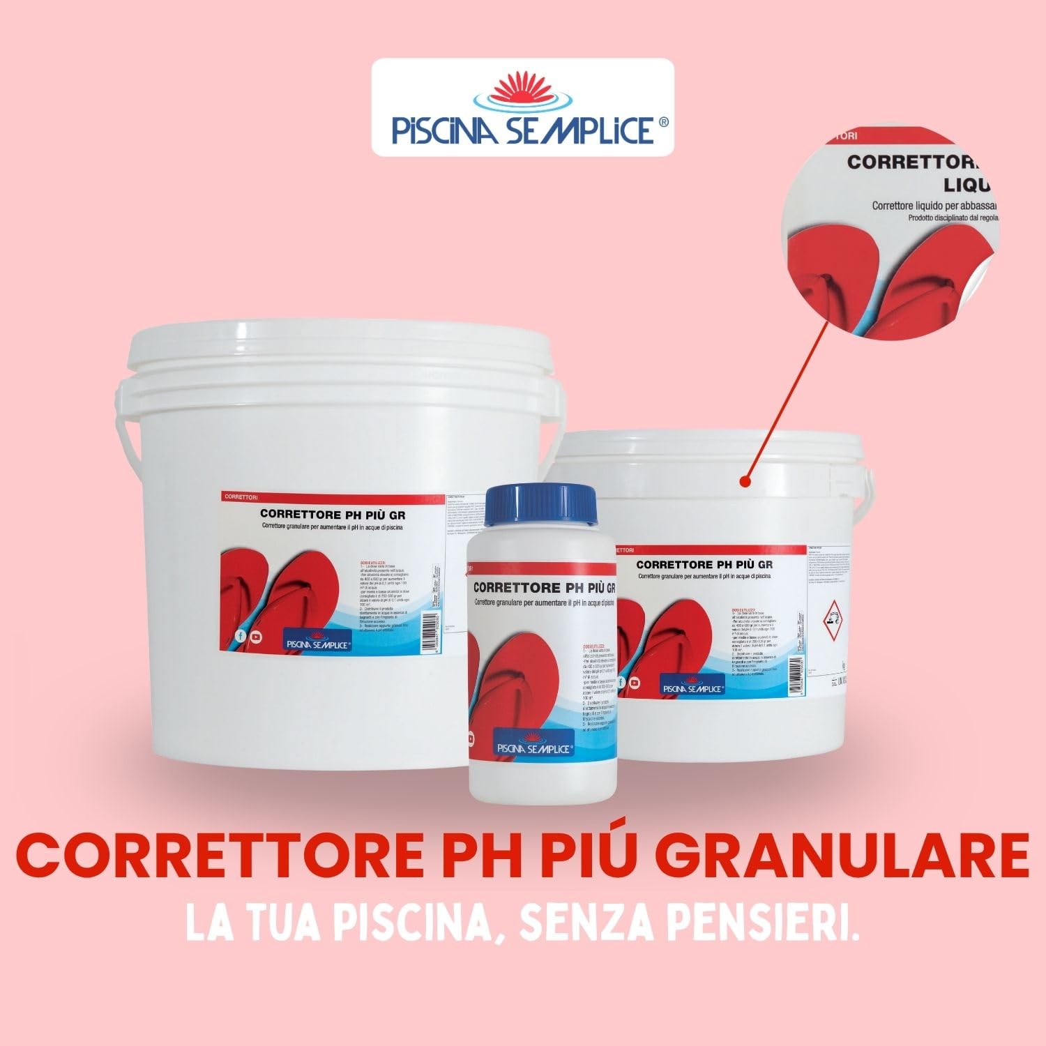 Lapi - 25 Kg Correttore Ph Più Granulare. Per Regolare I Valori Di Ph Troppo Bassi dell'acqua piscina. Prodotto da azienda Italiana certificata