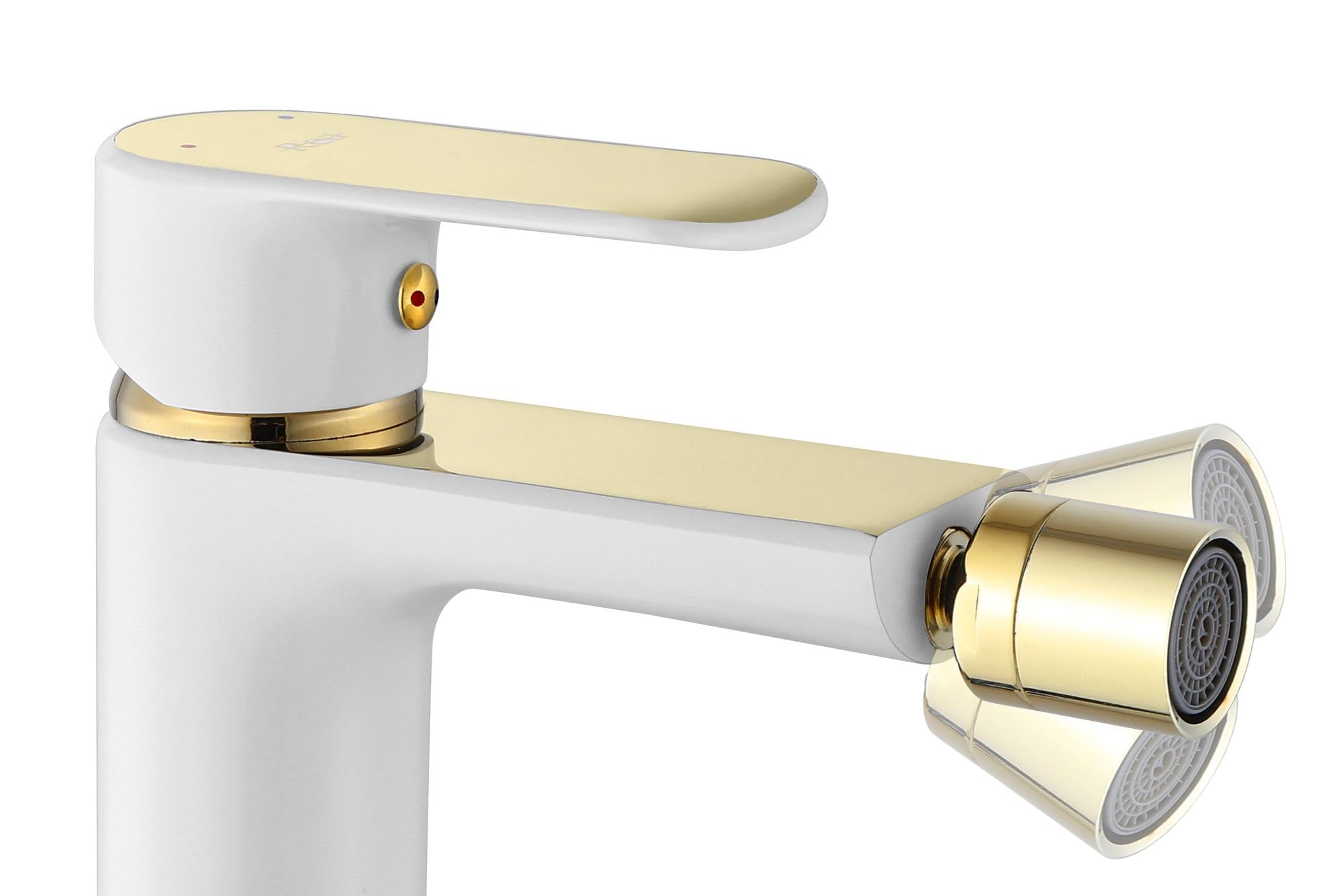 Rea GRIFO DE BIDET BLOOM WHITE GOLD Mezclador monomando de latón para WC Inodoro Baño (Blanco/Dorado)