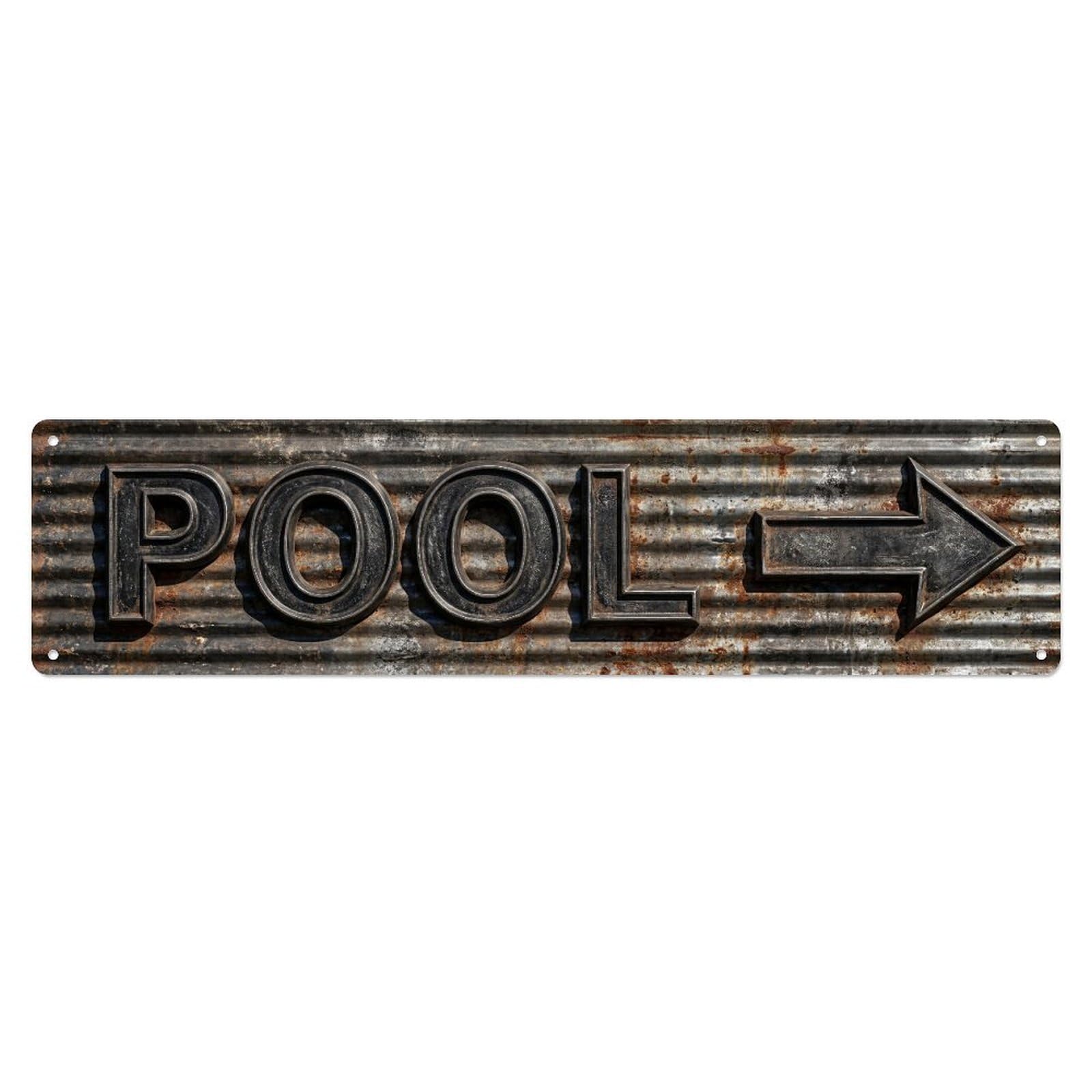 Swimming Pool Rustic Metal Metal Tin Skinny Sign Plaque Wall Decor for Cafe, Club Bar, Office, Home Garden Metal Poster 4x16Inch