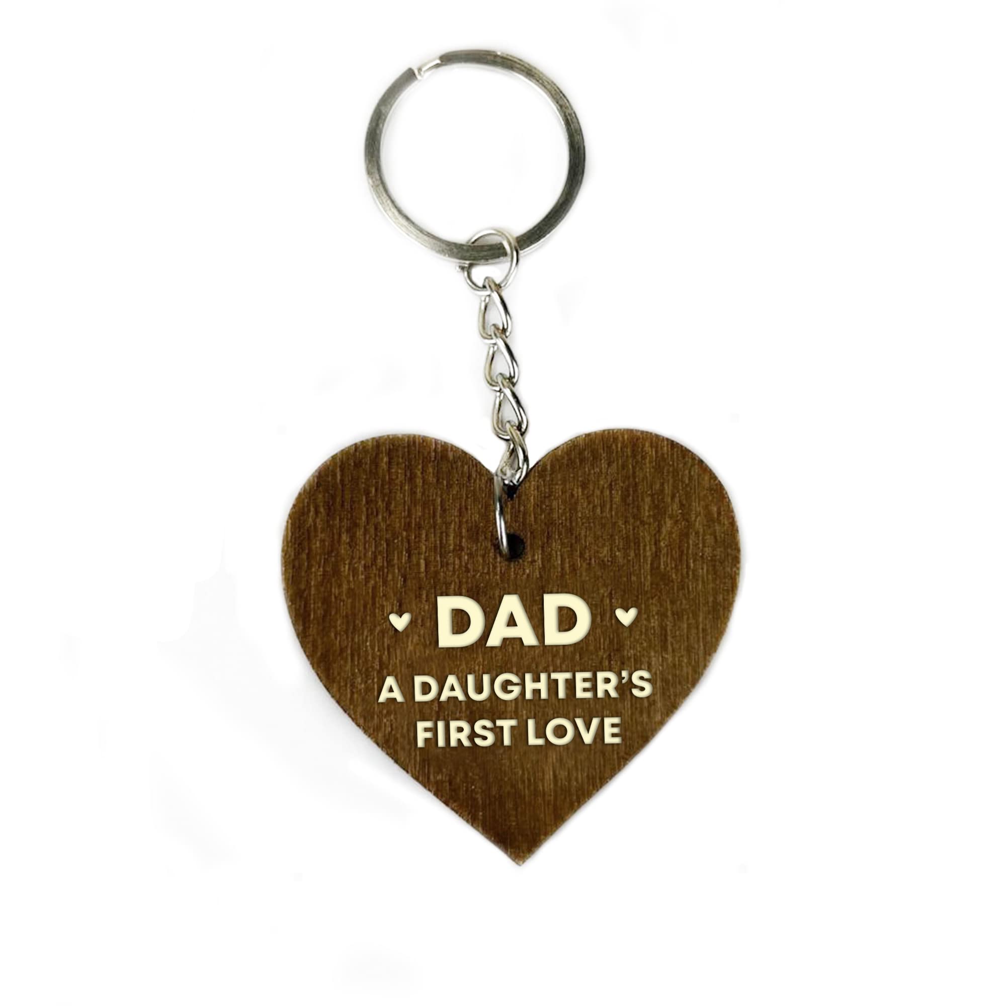 RED OCEAN Dad Daughters First Love Gift Wood Keyring Dad Gifts From Daughter For Fathers Day Birthday