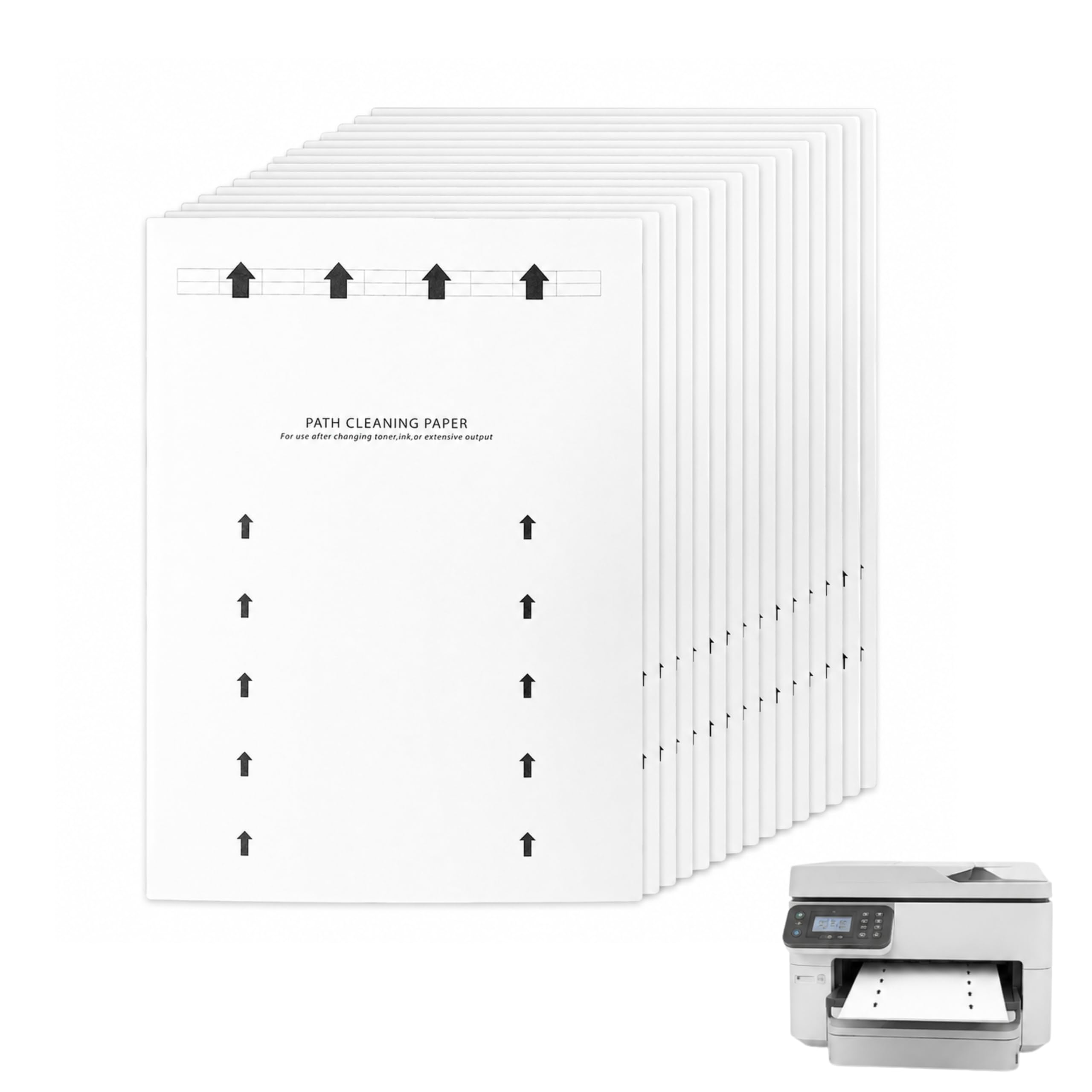 15 PCS Printer Cleaning Sheets, Dry Offset Paper Compatible with Most Inkjet and Laser Printers, Reusable Physical Maintenance Paper Fit for Copier and Fax Machine, 28.5x21 cm
