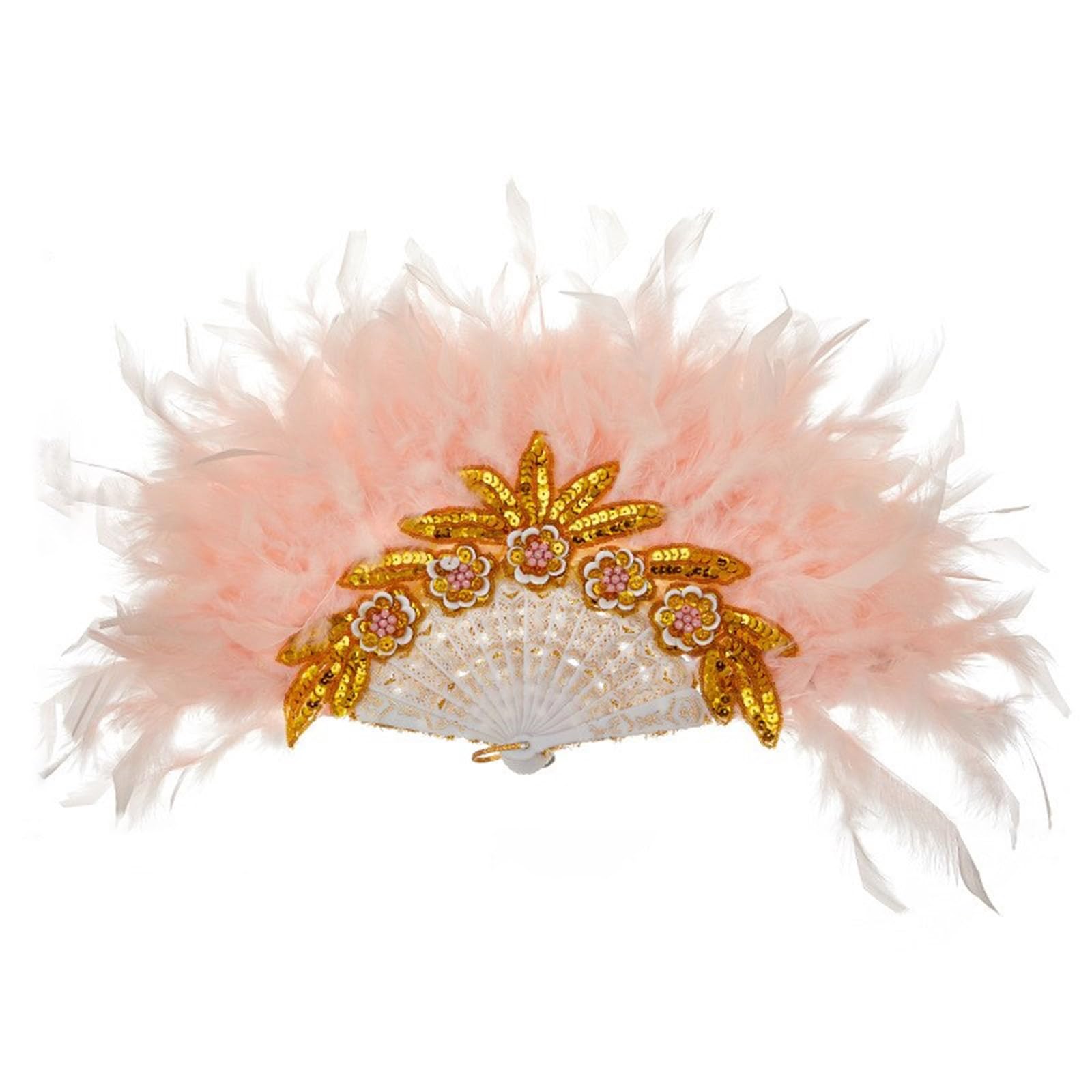 Buxuaaaa Feather Fan Vintage Dance Foldings Fan Elegant Hand for Costume Dancing Show Party Wedding Decorations Photo Props Hand