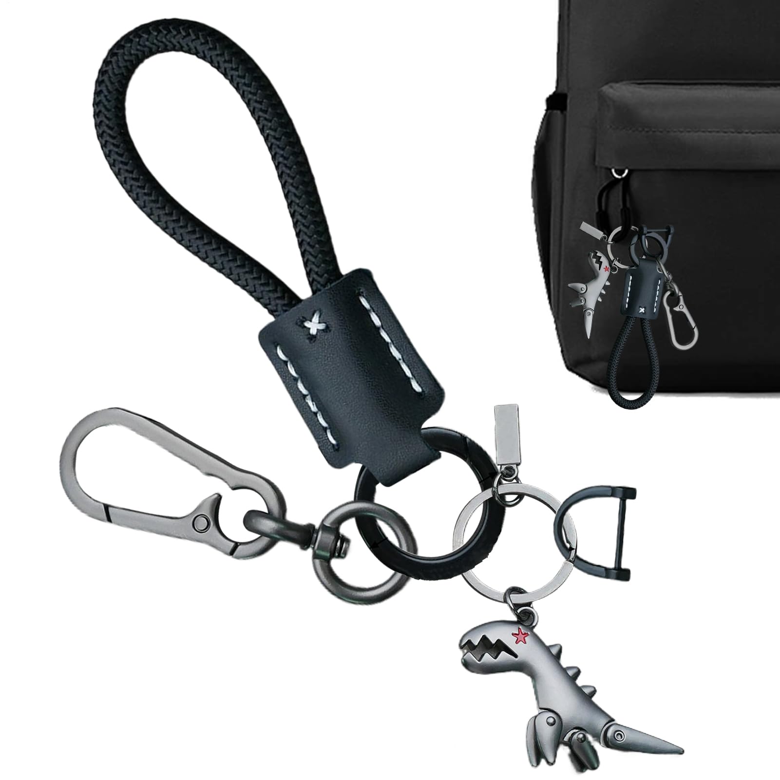 Portachiavi Dinosauro per zaino | Portachiavi Dinosauro Carino con bracciale | Accessorio di moda per ufficio auto borsa a mano per uso quotidiano - Giornaliero Ringraziamento Natale Halloween