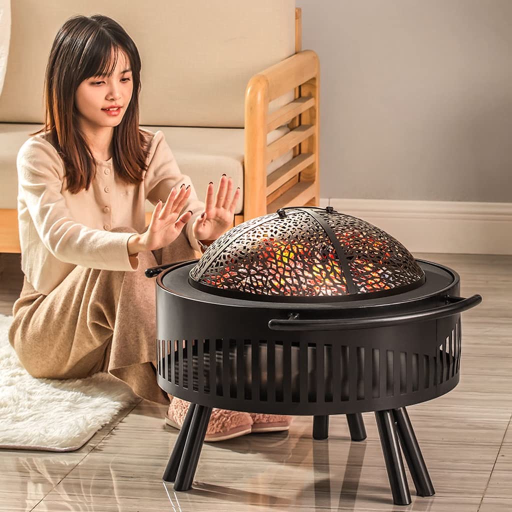 Odkryty ogień doły z grillem gotowania, 25.6"Grill do spalania drewna do podwórku ogniska patio, stalowa miska FirePit, Camping Grill (Color : Set b, Size : 65 * 38.5cm)