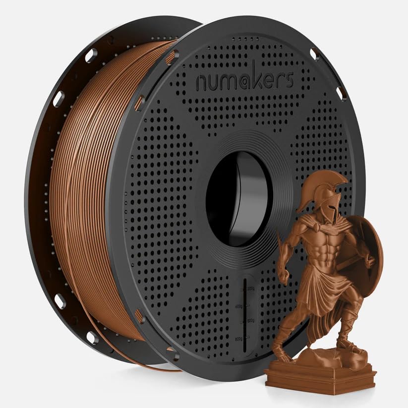 Numakers PLA Metallic 3D Printer Filament 1.75mm, 1kg Spool (2.2 lbs) – Silk Shiny Finish, High Precision ±0.02mm, Smooth Printing, Low Warp Compatible with Most FDM 3D Printers (Burnt Copper)-image-38