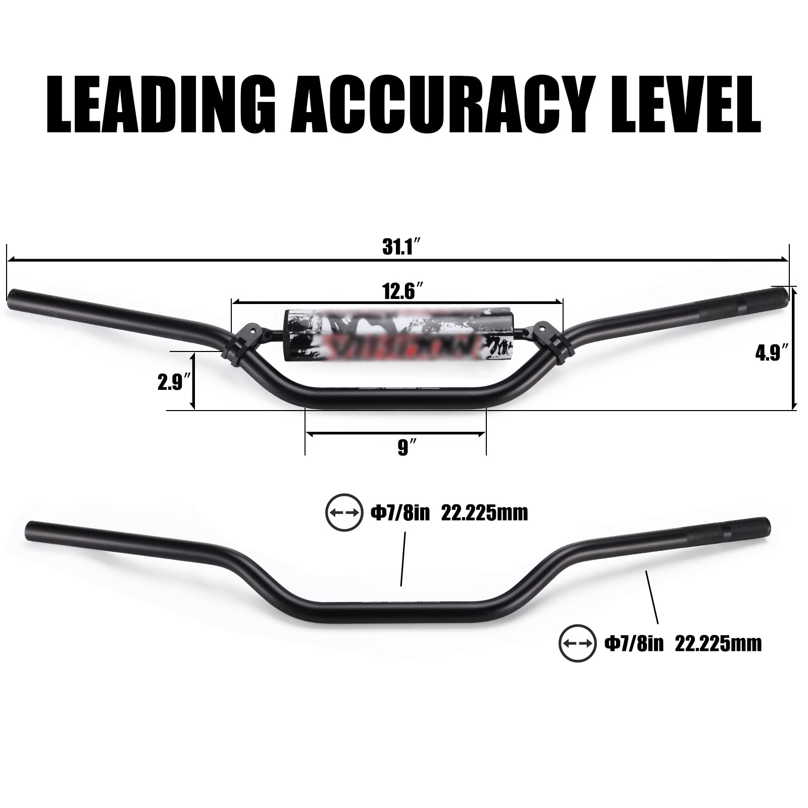 Guidon De Moto Universel 22 Mm (7/8") - Alliage D'aluminium Doré - Longueur Totale 700 Mm - Pour ATV, Dirt Bike, Quad, Go-kart
