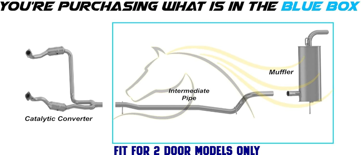 Exhaust Intermediate Pipe and Muffler Kit Compatible for 2007-2011 Jeep Wrangler 3.8L | Stainless Steel | Northeastern Exhaust | Free Clamps Included | Direct-Fit Replacement