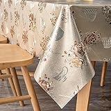 FAVE Heavy Duty Vinyl Tablecloths with Peony Waterproof Oil-Proof PVC Table Cloth Stain-Resistant Wipeable Table cloths for Wedding, Banquet, Birthday, Party, Restaurant Decorations (Gold, 55X78 Inch)