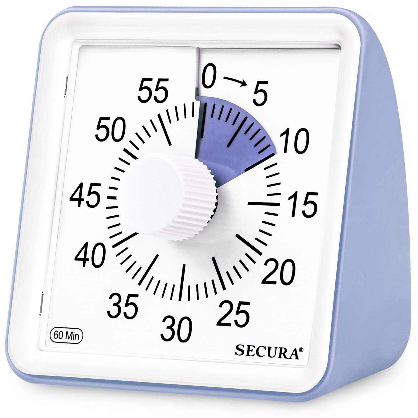 Secura 60 Minute Visual Timer, Classroom Countdown Timer, Silent Timer for Kids and Adults, Time Management Tool for Teaching, Family and Work (Purple & Purple)