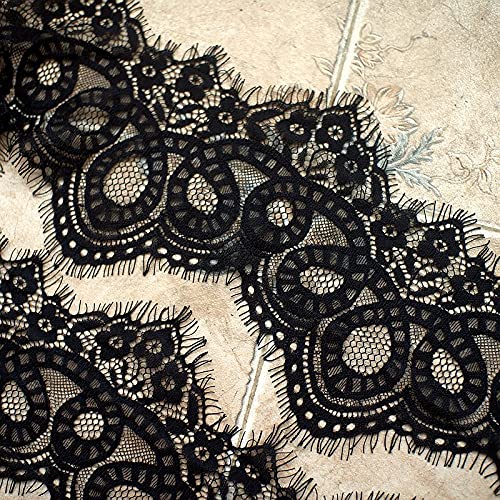 dekoracja koronkowa, Taśma wykończeniowa z koronki nylonowej, wielokolorowa, 6 metrów, 14 cm(Black)