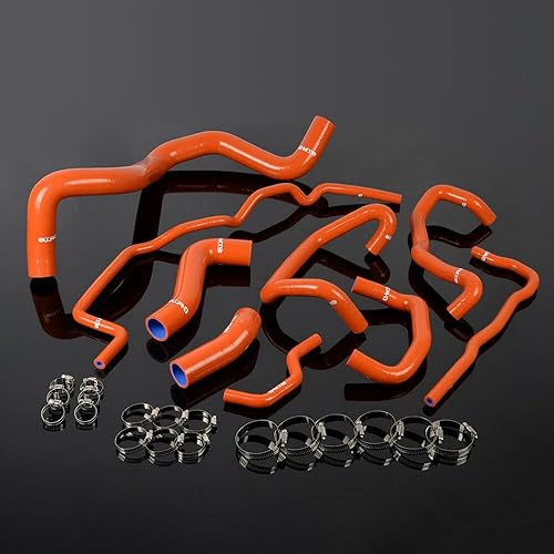 PIT66 Kit de manguera de radiador de silicona compatible con Volkswagen Golf MK4 18T Turbo Deep Orange 99-06 con abrazaderas