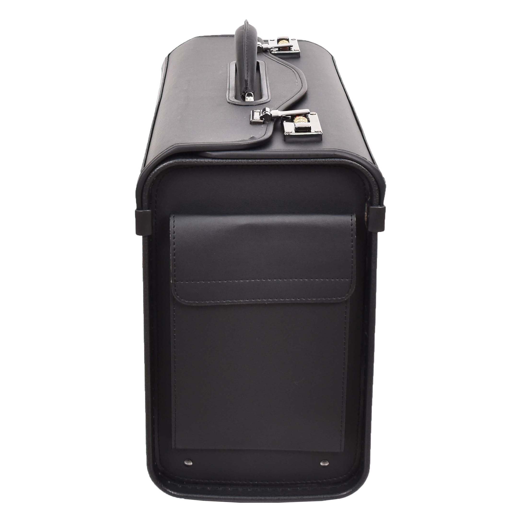 Borsa da medico in finta pelle con maniglia, valigetta da pilota, colore nero Arvid, Nero , Length: 42 cm Height: 30 cm Width: 19 cm