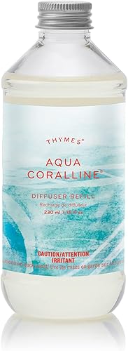 Thymes Aqua Coralline - Aceite difusor de varillas  Aceite de fragancia para habitación  Fragancia para el hogar sin llama, 7.75 onzas líquidas