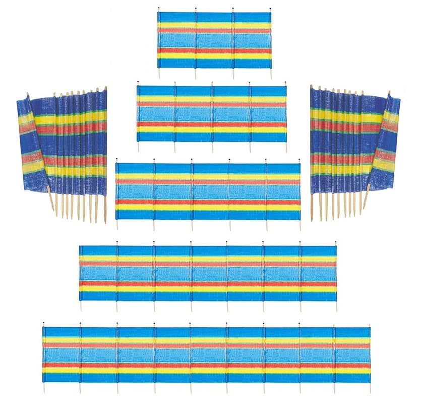 Wadan 10 Pole Blue Windbreak | Extra Tall 5ft x 20ft | Colorful Wind Break for Camping, Caravan, Festival and Beach | Windbreaker Sun Shelter Garden Screen