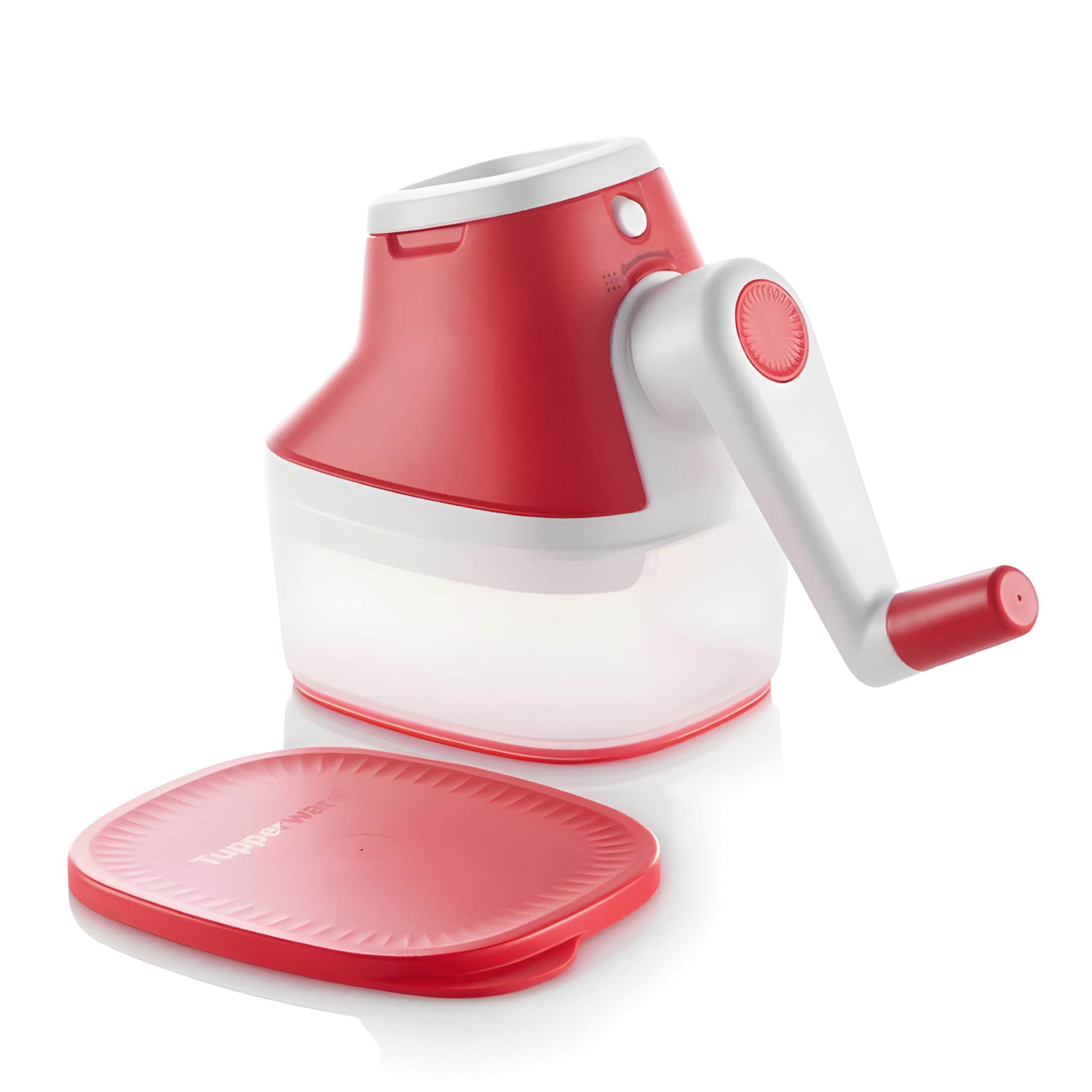 Tupperware Grate N Store Râpe Double Manivelle - Fin et Grossier Rotation 2 Sens - Contenant 430 ml Couvercle Inclus - Plastique - 13x11,5x15 cm - Cuisine Pratique Qualité Professionnelle