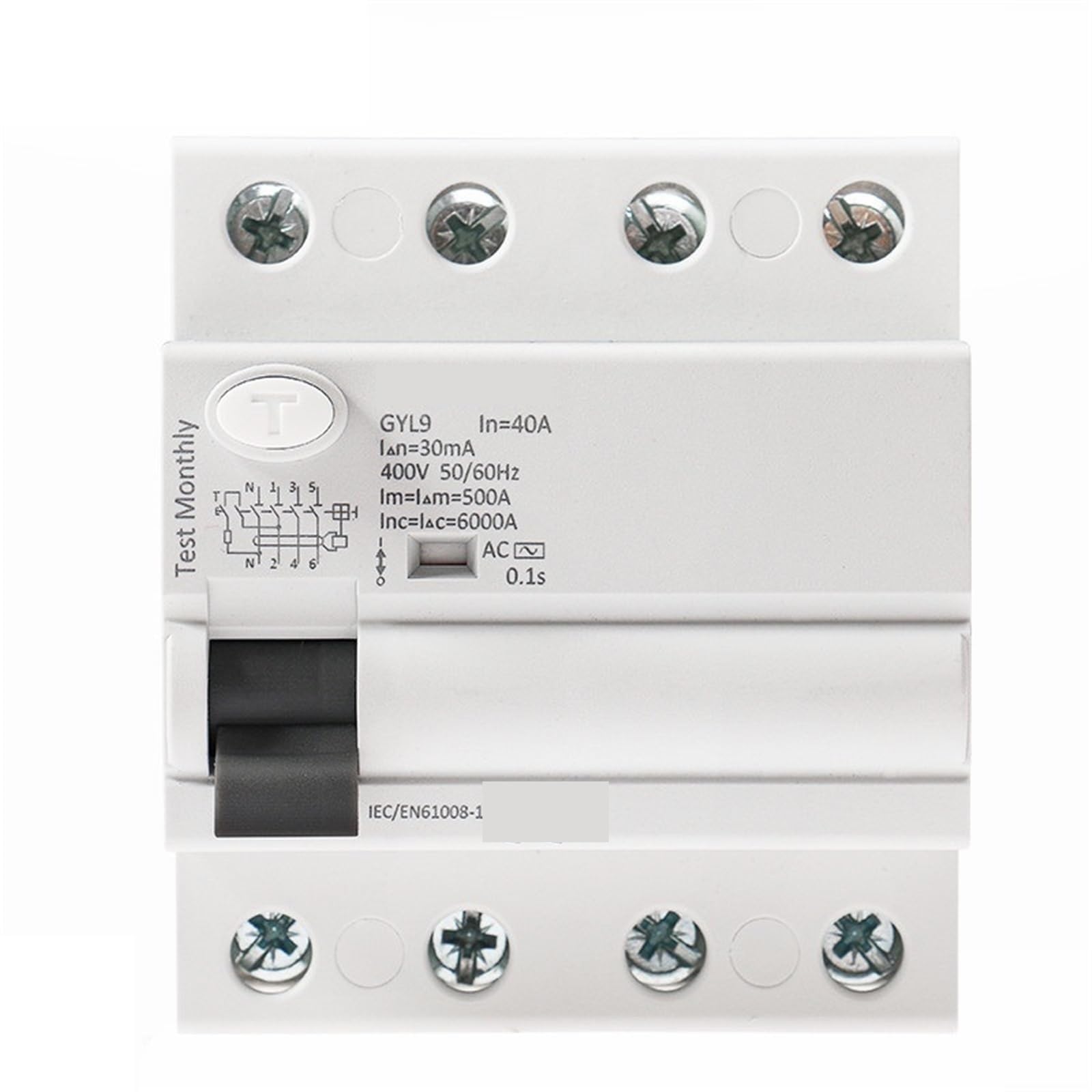 Interruptor diferencial 4P 100A 30mA para protección CA GYL9 7
