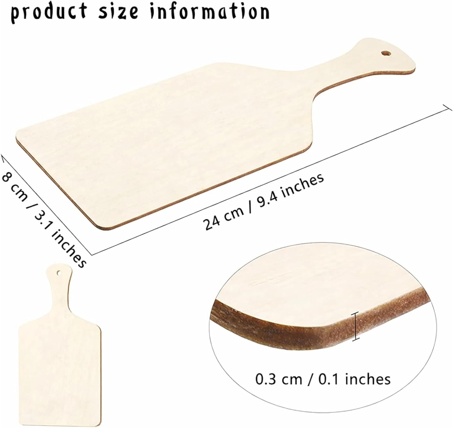 Premium Unfinished Wooden Cutting Boards, Food Charcuterie Boards, 16/24/30Pcs DIY Craft Set With Handles, Decorative Kit for Kitchen, Parties, Gifts&Home Decor (24pcs 9.05 * 5.51 * 0.11 inches)